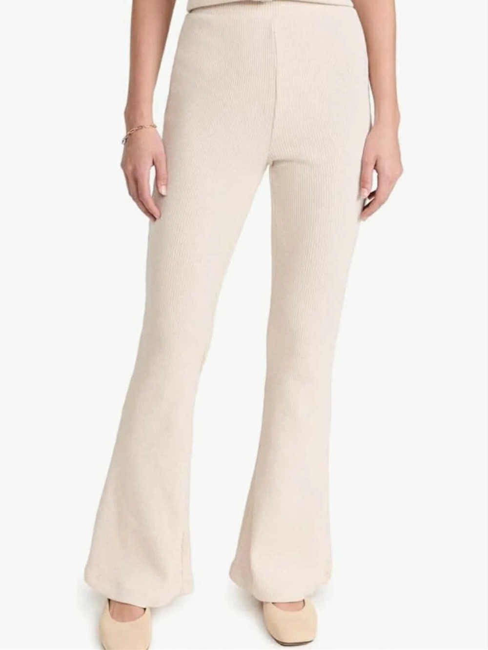 Madewell Rich Cream Ribbed Knit Flared Pants, NWOT, size S